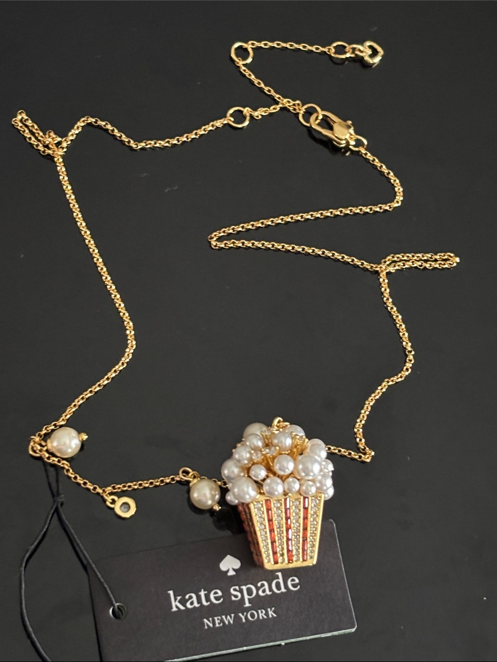 ♠️🍿Kate Spade Gold Pearl Popcorn Pendant Necklace 🍿♠️